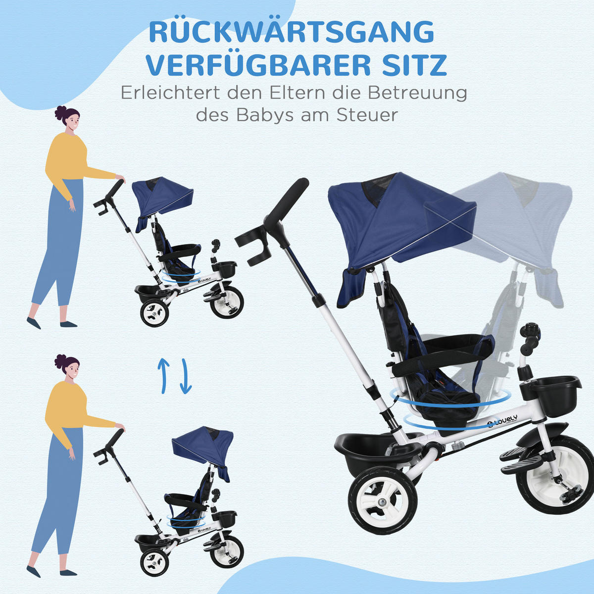 blau Dreirad - blau (112,00/50,00/104,00cm) - HOMCOM
