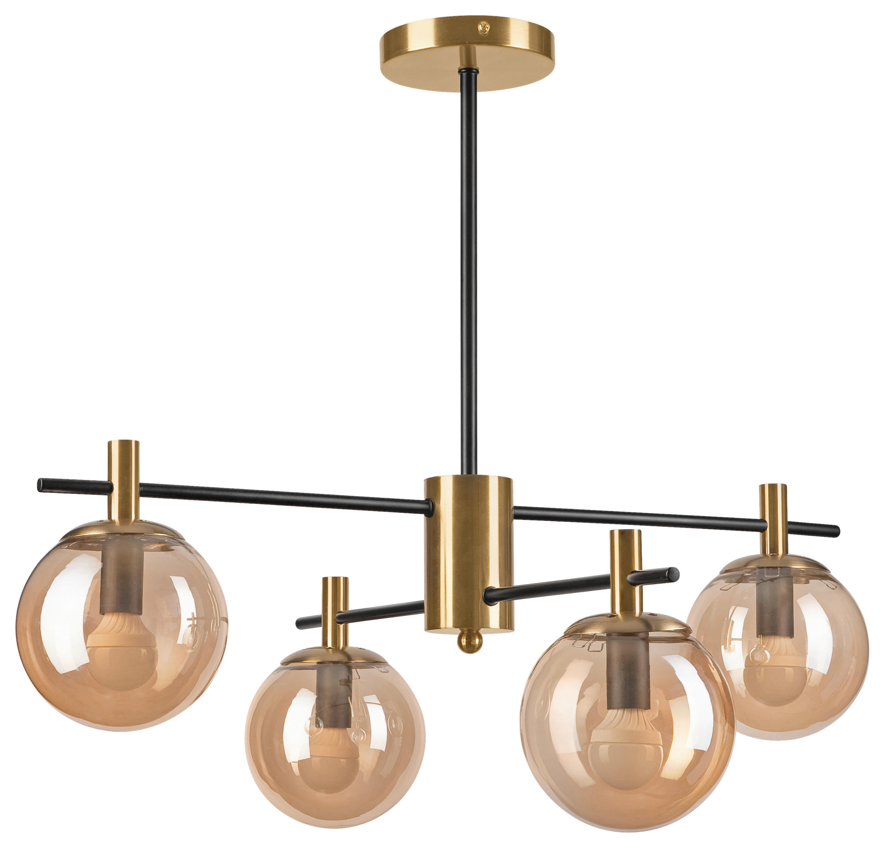 Lamkur Deckenleuchte gold Stahl Glas B/H/L: ca. 51x53x51 cm E14 6 Brennstellen LILOU - gold (51,00/51,00/53,00cm) - Lamkur