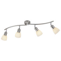 Just Light Spotbalken PN11954-55  Karo stahlfarbig weiß Aluminium Kunststoff Glas B/H/L: ca. 22x21x87 cm E14 4 Brennstellen Karo - weiß/stahlfarbig (87,00/22,00/21,00cm) - Just Light