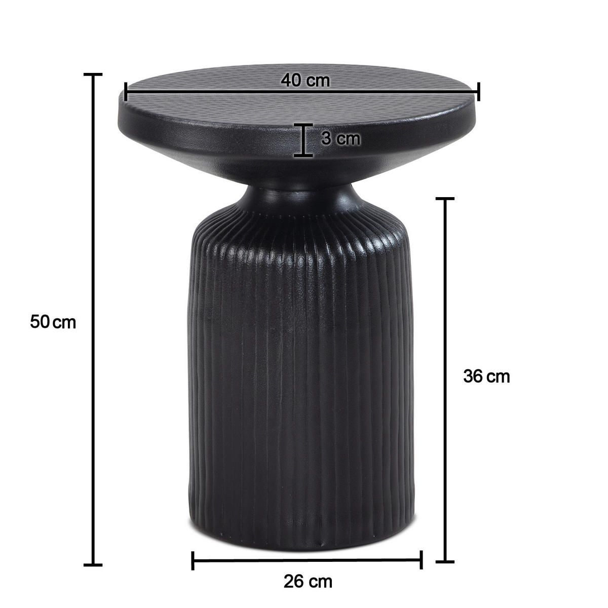 Beistelltisch schwarz B/H/T: ca. 40x50x40 cm Beistelltisch - schwarz (40,00/50,00/40,00cm) - Wohnling