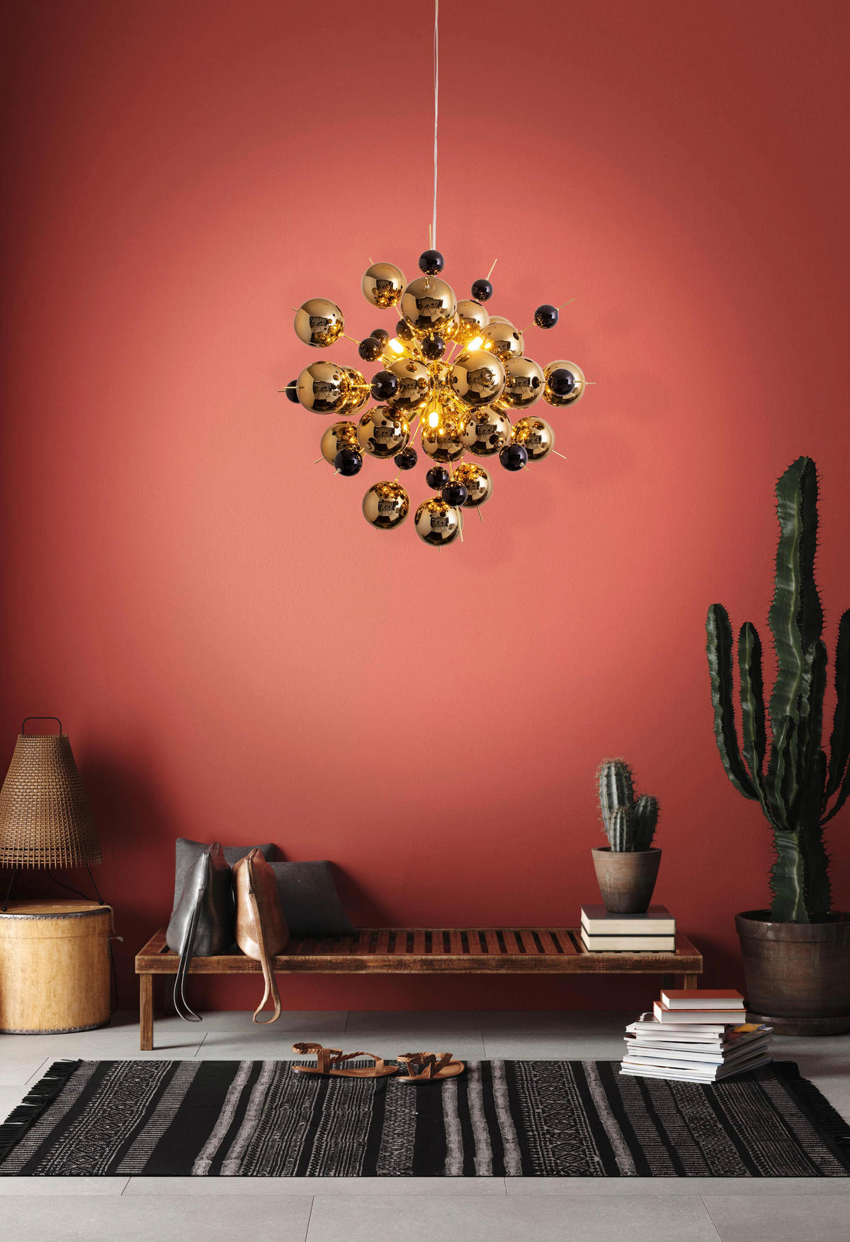 Näve Leuchten Pendelleuchte 7026458 gold Glas Metall B/H/T: ca. 65x150x65 cm G9 10 Brennstellen Explosion - gold (65,00/150,00/65,00cm) - Näve Leuchten