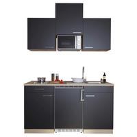 Respekta Singleküche Economy schwarz matt B/H/T: ca. 150x200x60 cm Economy - Eiche/schwarz (150,00/200,00/60,00cm) - Respekta