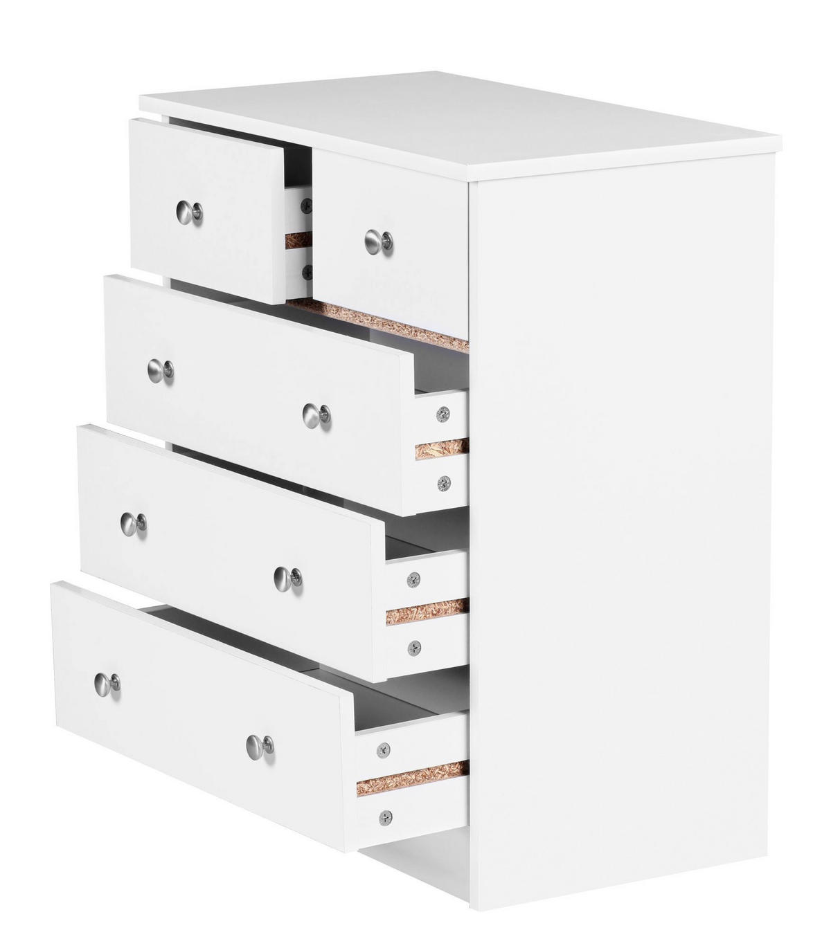 Kommode weiß Alu Optik B/H/T: ca. 60x70x35 cm Kommode - weiß/Alu (60,00/70,00/35,00cm) - Wohnling