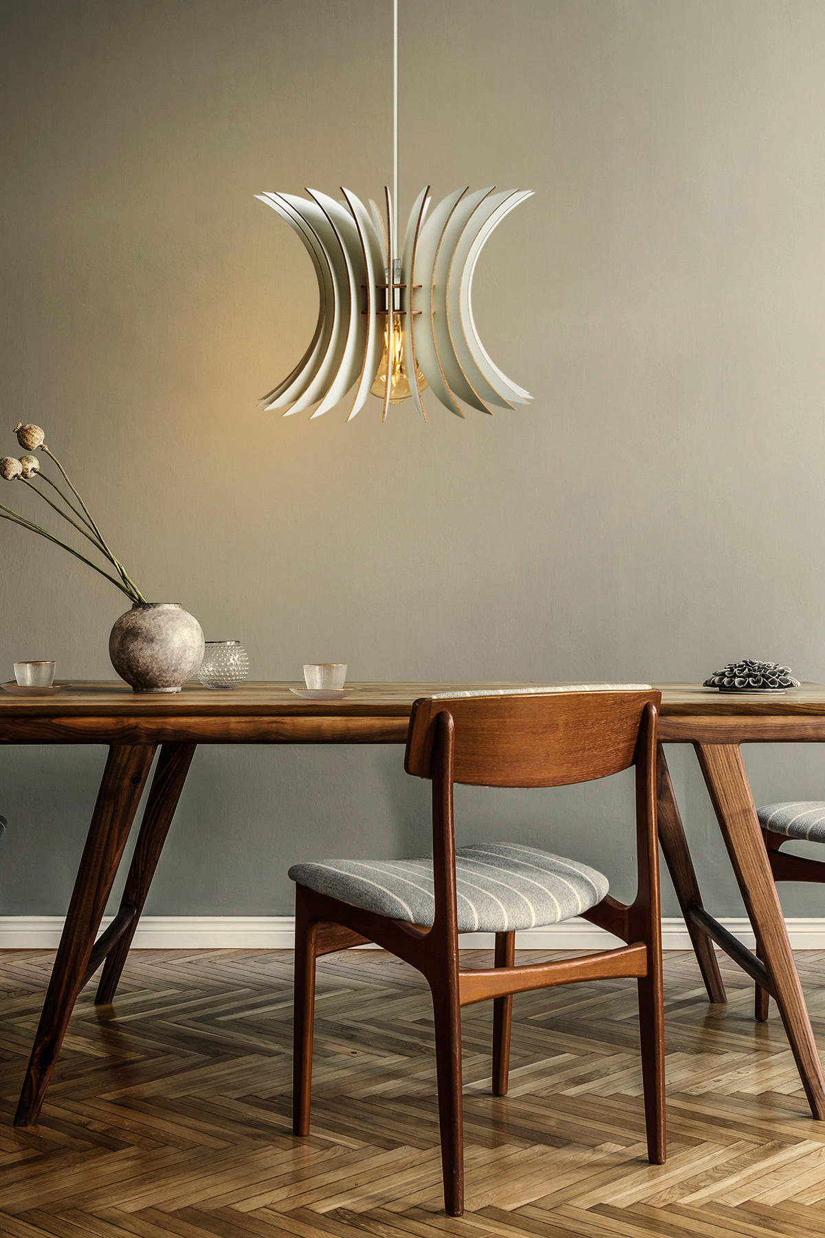 Opviq Pendelleuchte weiß MDF B/H/T/L/D: ca. 20x60x20x20x20 cm E27 1 Brennstellen Pendelleuchte_148-T - weiß (20,00/20,00/60,00cm) - Opviq