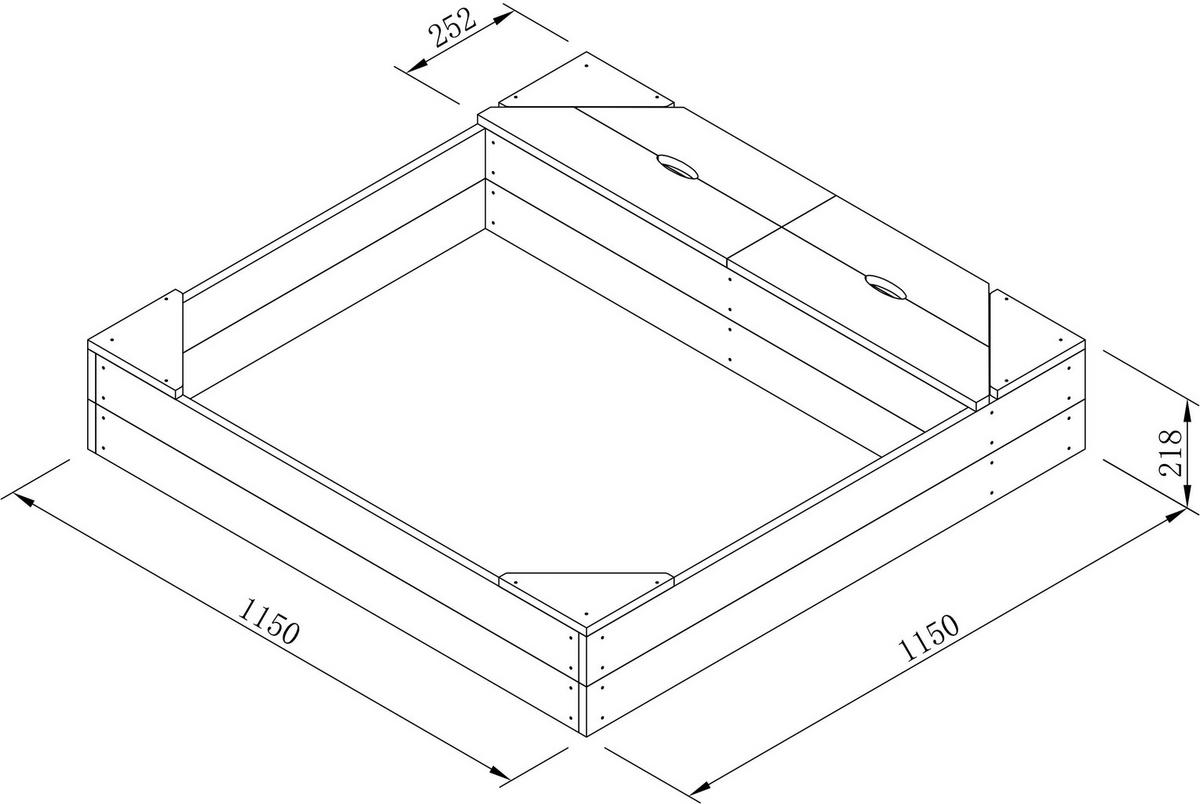 AXI Sandkasten braun Holz B/H/L: ca. 115x22x115 cm Sandkasten - braun/grün (115,00/115,00/22,00cm) - AXI