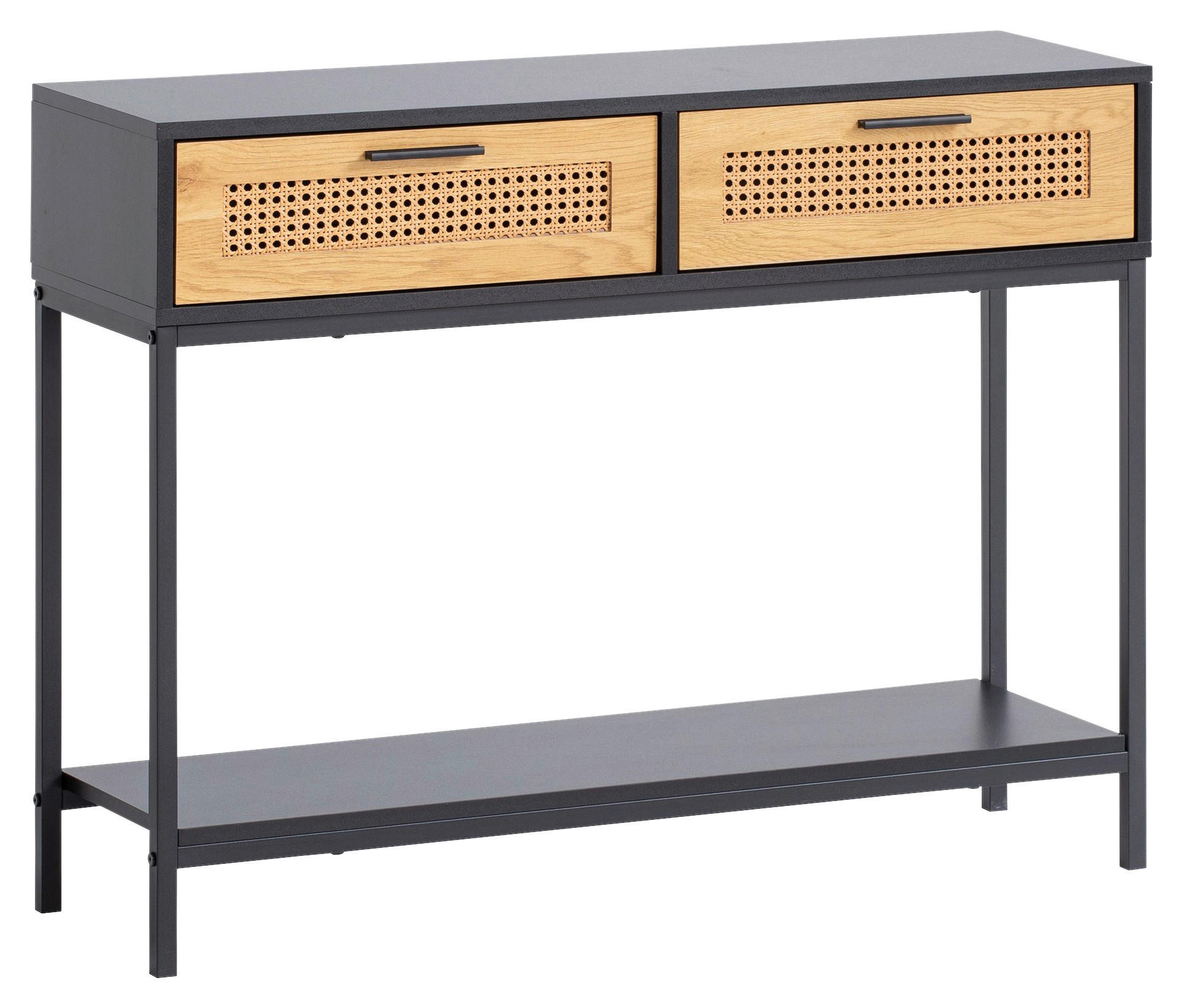 Konsolentisch schwarz Eiche Optik Spanplatte B/H/T: ca. 100x75x30 cm Konsolentisch - schwarz (100,00/75,00/30,00cm) - Wohnling