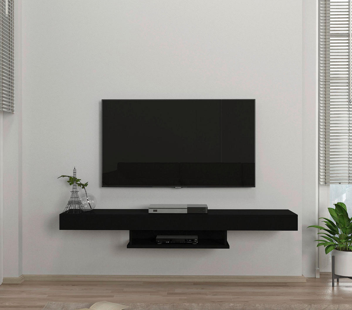 TV-Lowboard Alberes schwarz B/H/T: ca. 150x22x29,6 cm Alberes - schwarz (150,00/22,00/29,60cm) - moebel17
