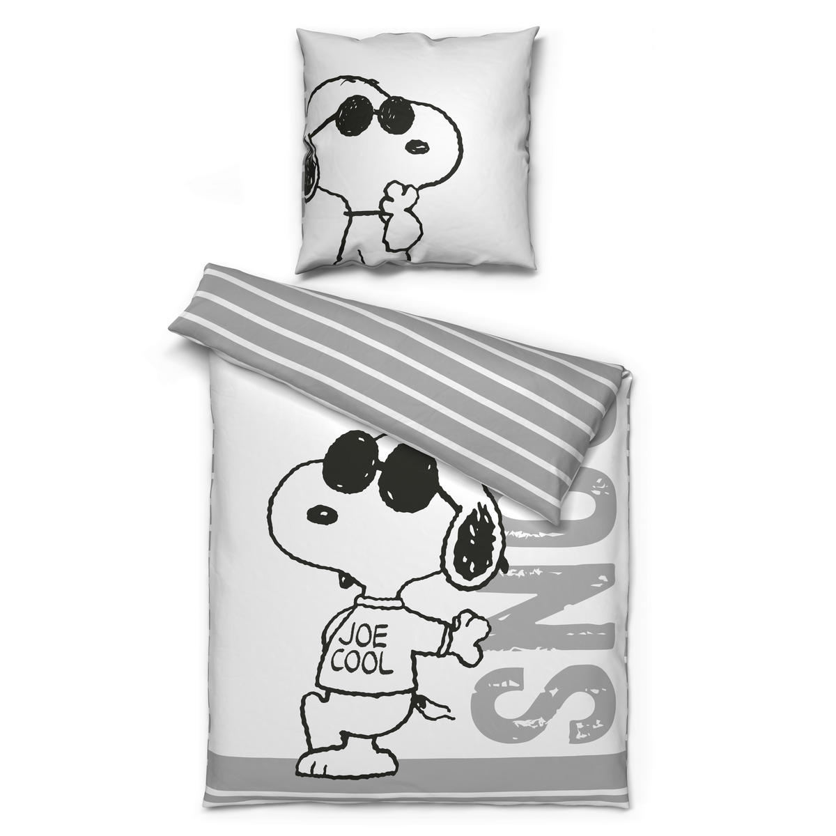 Microfaser Bettwäsche Bettwäsche Snoopy cool 135x200 - weiß/grau (135,00/200,00cm) - Snoopy