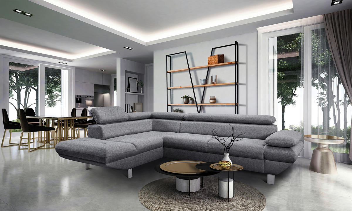 Funktionsecke Vinci dunkelgrau Webstoff B/H/T: ca. 276x88x232 cm Vinci - Chrom/dunkelgrau (276,00/88,00/232,00cm)