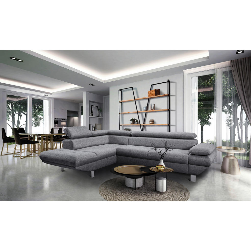 Thumbnail - Ecksofa Vinci dunkelgrau Webstoff B/H/T: ca. 276x88x232 cm
