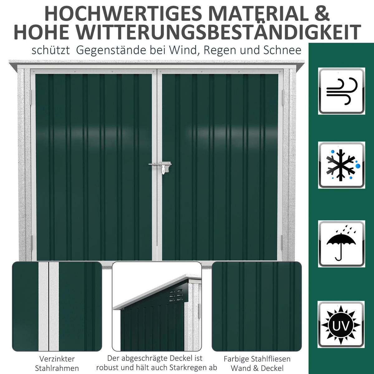 Outsunny Mülltonnenbox grün B/H/L: ca. 105x129x178 cm Mülltonnenbox 845-436V01 - grün (178,00/105,00/129,00cm) - Outsunny
