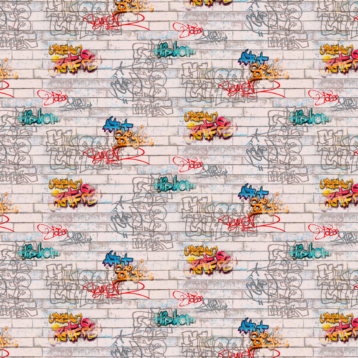 Papiertapete Graffiti weiß bunt B/L: ca. 53x1005 cm Papiertapete_93561-1 - weiß/bunt (53,00/1005,00cm)