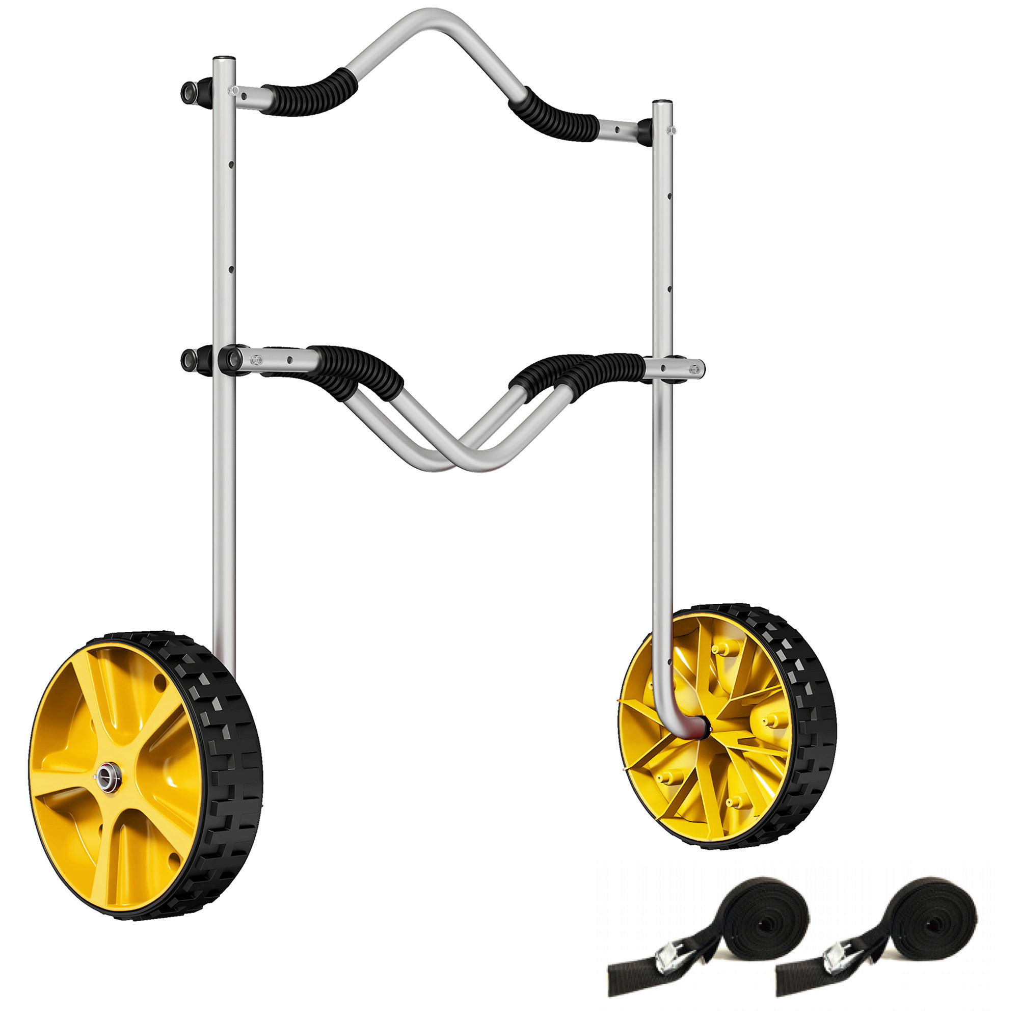 SPORTNOW Outdoor-Aktivitäten gelb Edelstahl B/H/L: ca. 25,4x82x77,5 cm Kajakwagen - gelb (77,50/25,40/82,00cm) - SPORTNOW