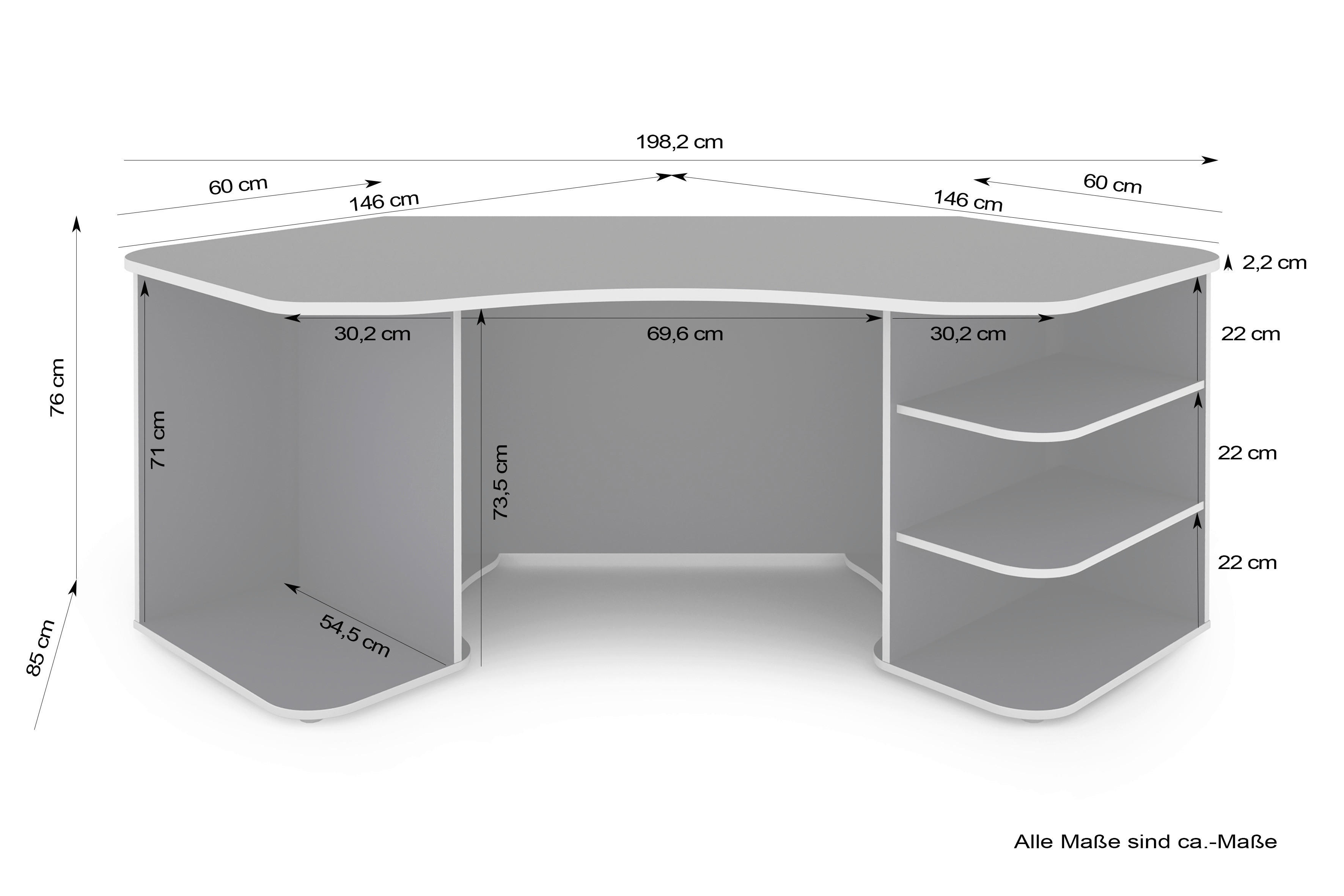 Schreibtisch THANATOS anthrazit rot B/H/T: ca. 198x76x85 cm THANATOS - rot/anthrazit (198,00/76,00/85,00cm) - byLIVING