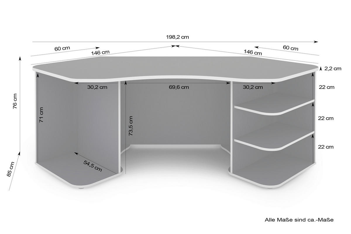 Schreibtisch THANATOS anthrazit rot B/H/T: ca. 198x76x85 cm THANATOS - rot/anthrazit (198,00/76,00/85,00cm) - byLIVING