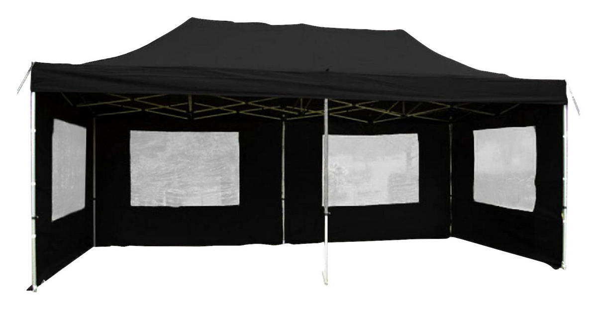 VCM Faltpavillon PROFI schwarz Polyester-Mischgewebe B/T/L: ca. 600x300x600 cm PROFI - schwarz (600,00/600,00cm) - VCM