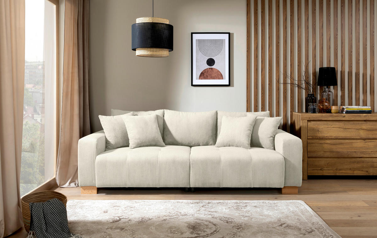 Big Sofa Alpha New beige Microfaser B/H/T: ca. 244x85x112 cm Alpha New - beige/buche (244,00/85,00/112,00cm)