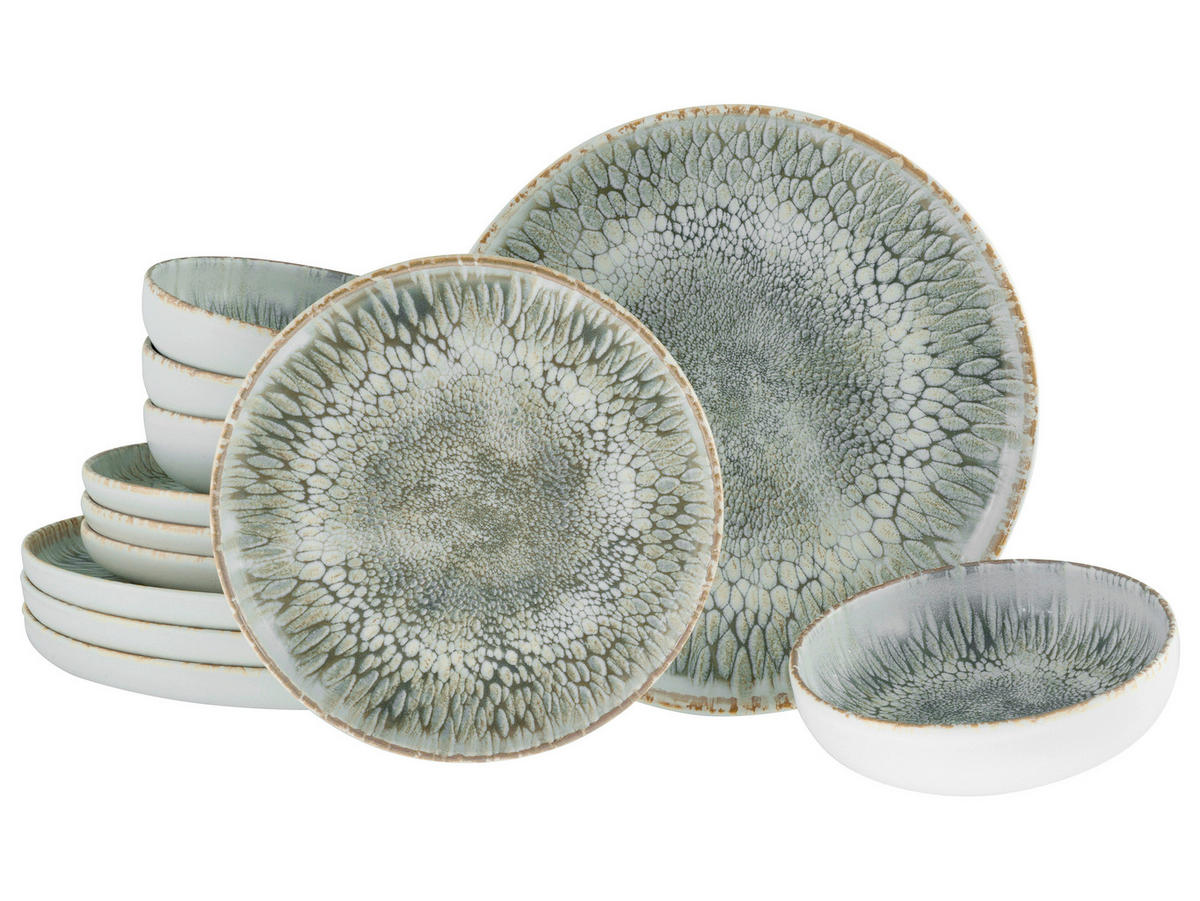 CreaTable Tafelservice Uno grau Steinzeug 12 tlg. Uno - grau - CreaTable