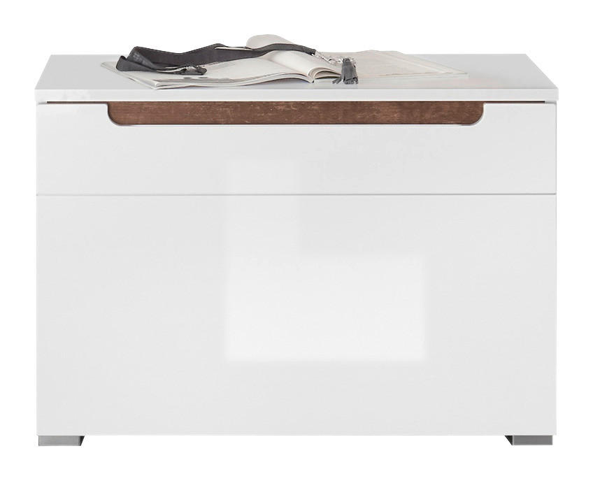 Sitzbank Turin weiß weiß Hochglanz Old Wood Nachbildung B/H/T: ca. 70x49x40 cm Turin - weiß (70,00/49,00/40,00cm)