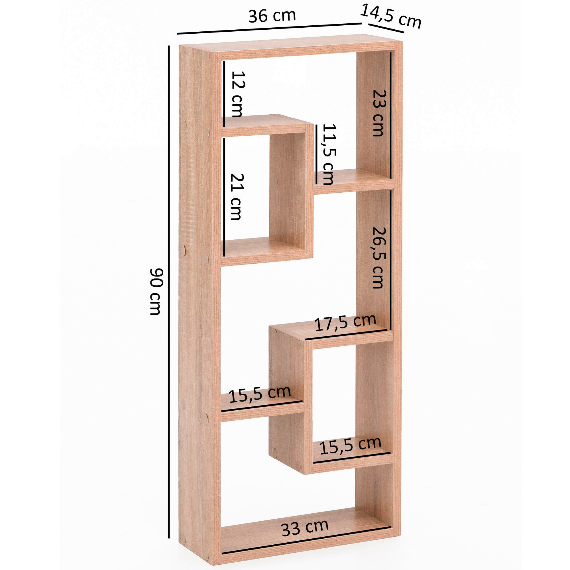Wandregal Eiche Sonoma Nachbildung B/H/T: ca. 36x90x14,5 cm Wandregal - Eiche (36,00/90,00/14,50cm) - Wohnling