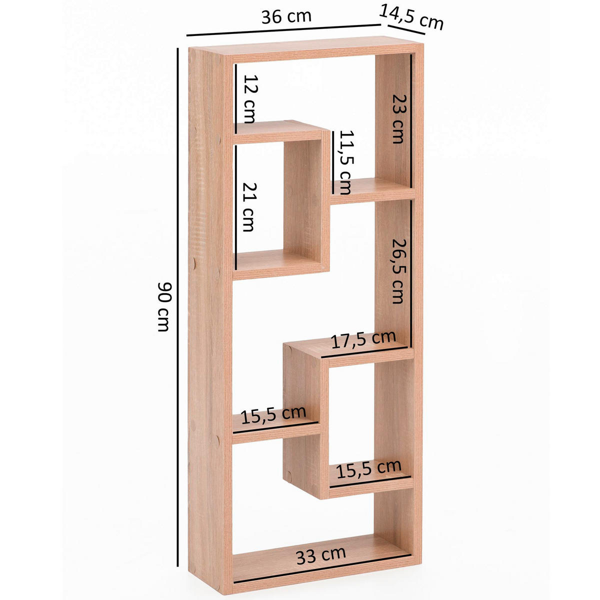 Wandregal Eiche Sonoma Nachbildung B/H/T: ca. 36x90x14,5 cm Wandregal - Eiche (36,00/90,00/14,50cm) - Wohnling