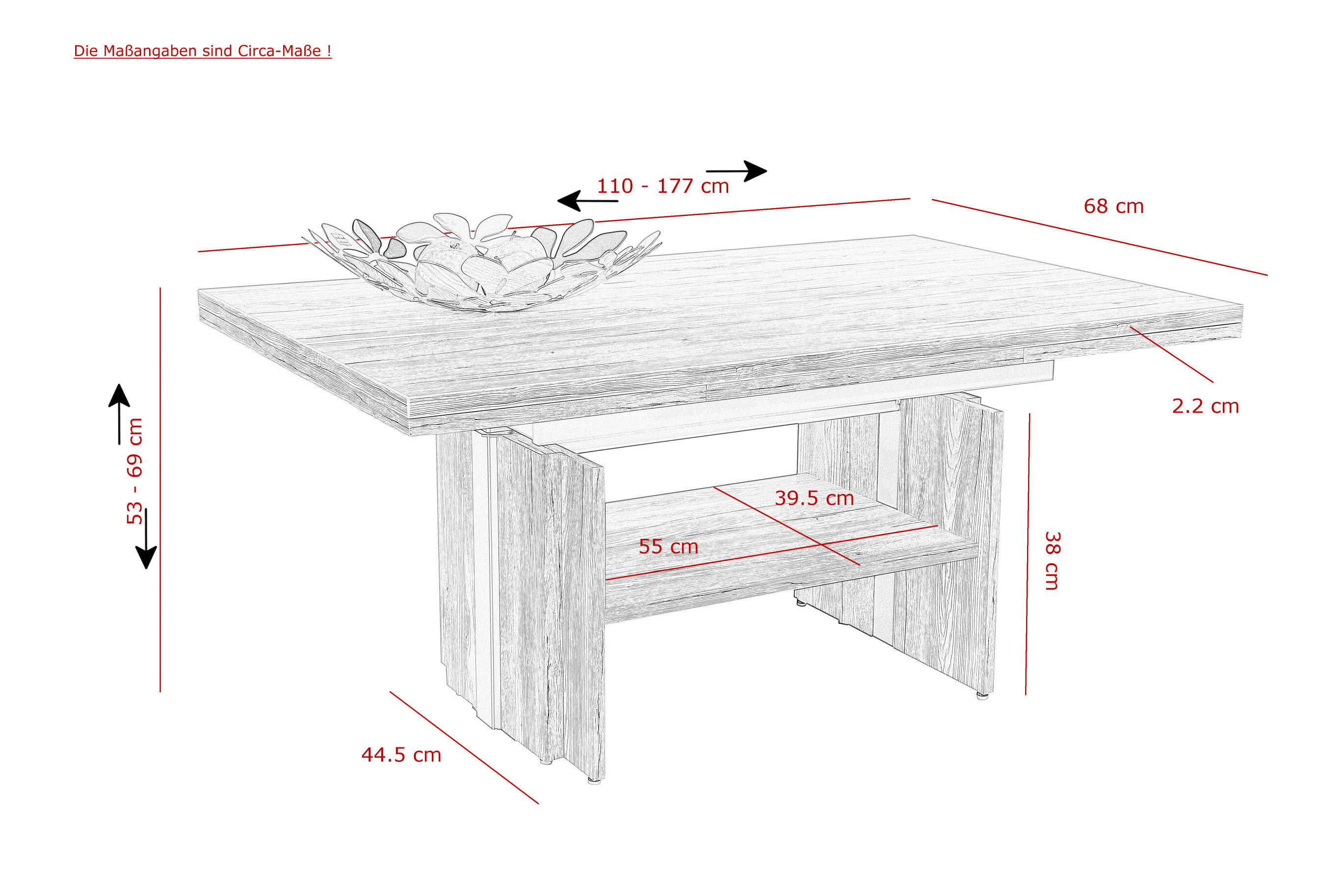 Couchtisch JEROME Beton Optik B/H/T: ca. 110x53x68 cm JEROME - Beton (110,00/53,00/68,00cm) - Hela
