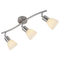 Just Light Spotbalken  PN11953-55  Karo stahlfarbig weiß Aluminium Kunststoff Glas B/H/L: ca. 22x21x68 cm E14 3 Brennstellen Karo - weiß/stahlfarbig (68,00/22,00/21,00cm) - Just Light