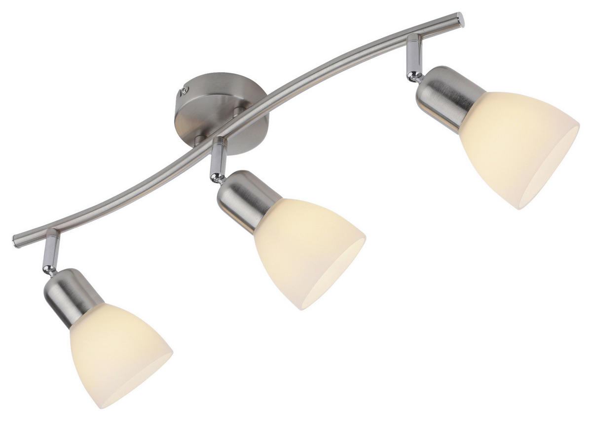 Just Light Spotbalken  PN11953-55  Karo stahlfarbig weiß Aluminium Kunststoff Glas B/H/L: ca. 22x21x68 cm E14 3 Brennstellen Karo - weiß/stahlfarbig (68,00/22,00/21,00cm) - Just Light