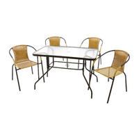 VCM Gartensitzgruppe braun Stahl B/H/T: ca. 53x73x60 cm Gartensitzgruppe_5tlg. - braun (53,00/73,00/60,00cm) - VCM