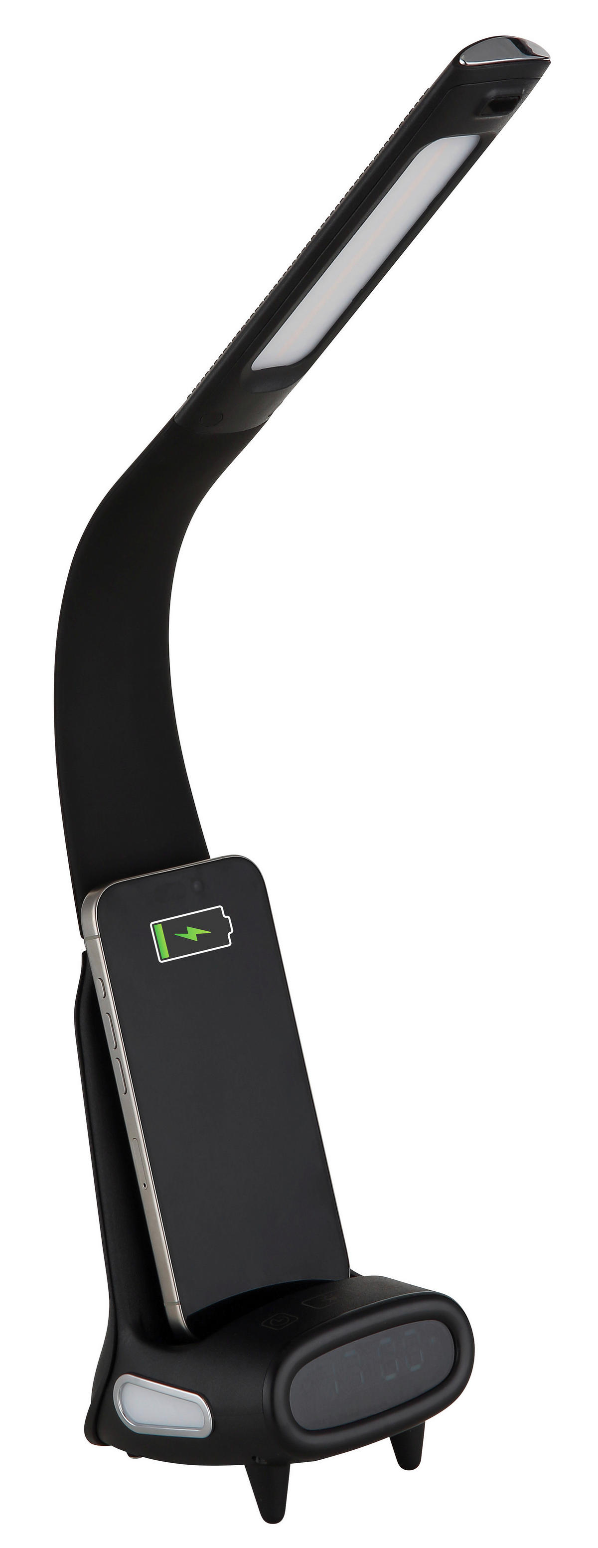 GLOBO Tischleuchte Satiniert schwarz Chrom PVC Kunststoff B/H/L: ca. 10x50x25 cm 1 Brennstellen MALIK - schwarz/Satiniert (25,00/10,00/50,00cm) - GLOBO