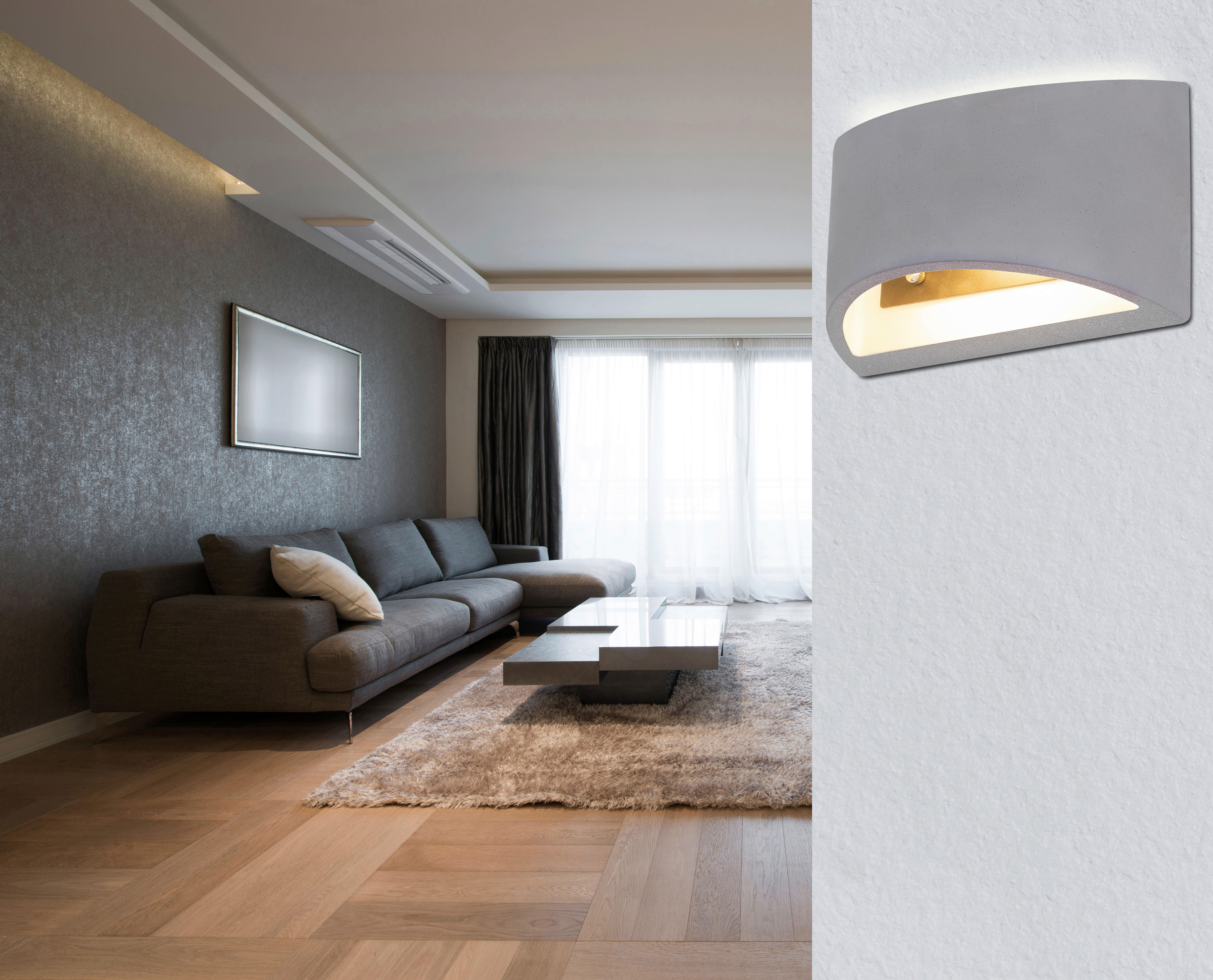 Thumbnail - GLOBO Wandleuchte grau Beton B/H: ca. 20x12 cm 1 Brennstellen