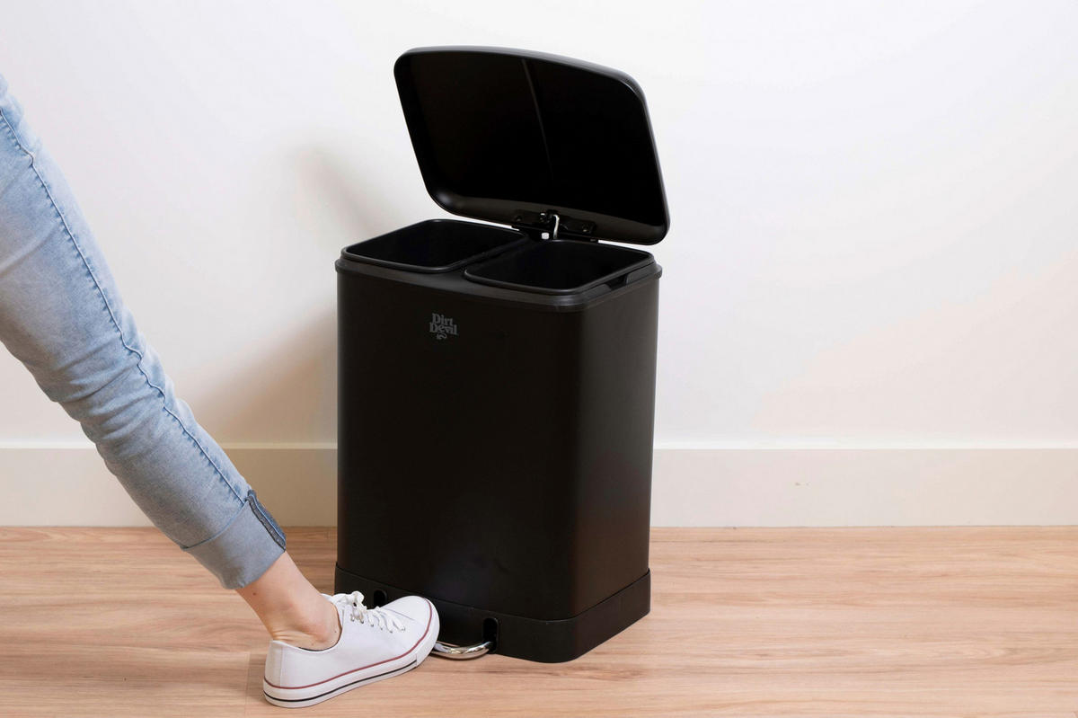 Treteimer schwarz Stahl B/H/T: ca. 37x50x34 cm Treteimer 2x12l - schwarz (37,00/50,00/34,00cm)