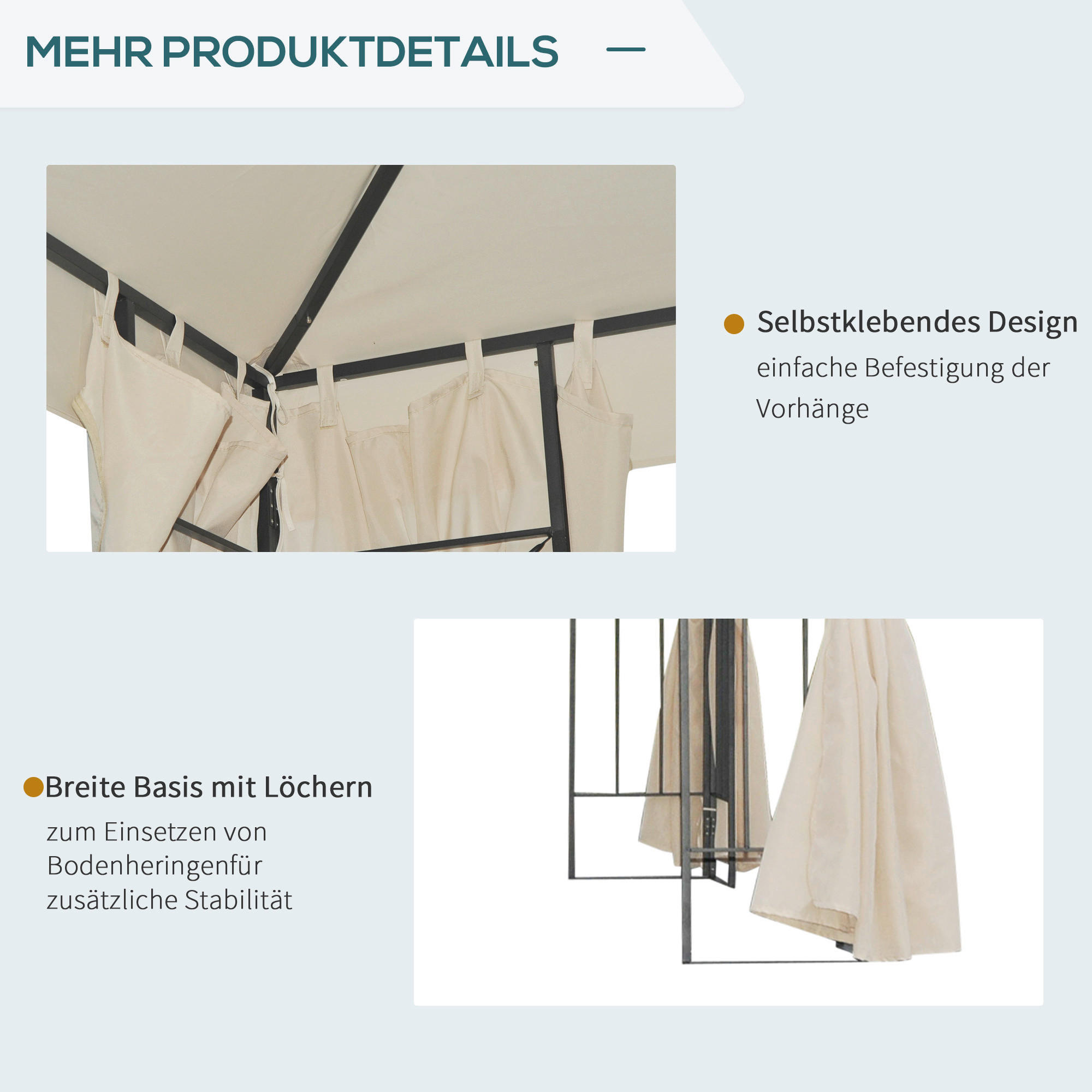 Outsunny Pavillon cremeweiß Polyester B/H/L: ca. 295x265x295 cm Pavillon - cremeweiß (295,00/295,00/265,00cm) - Outsunny