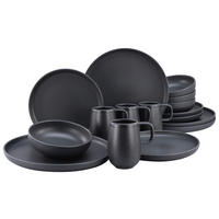 CreaTable Kombiservice Uno schwarz Steinzeug 16 tlg. Uno - schwarz - CreaTable
