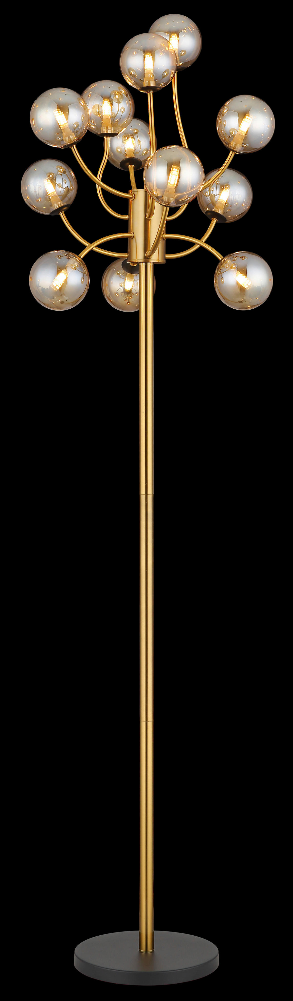 GLOBO Stehleuchte messing gold amber Kunststoff Metall Glas H/D: ca. 200x62 cm G9 12 Brennstellen RIHA - gold/messing (62,00/200,00cm) - GLOBO