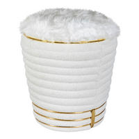 360 Living Hocker Doric 310 weiß gold H/D: ca. 50x42 cm Doric 310 - gold/weiß (42,00/50,00cm) - 360 Living