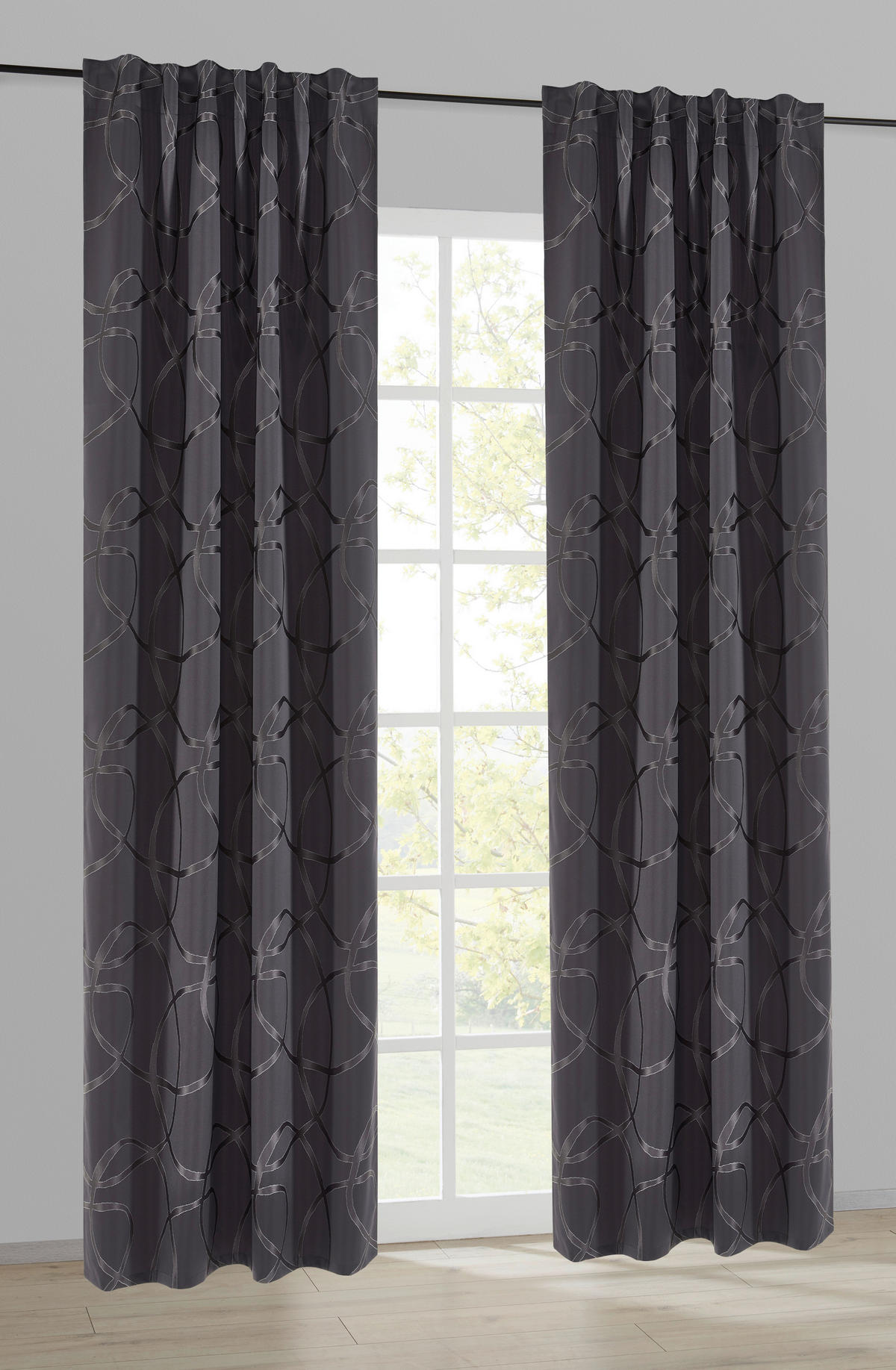 Kombivorhang Liane grau B/L: ca. 140x245 cm Liane - anthrazit/grau (140,00/245,00cm)