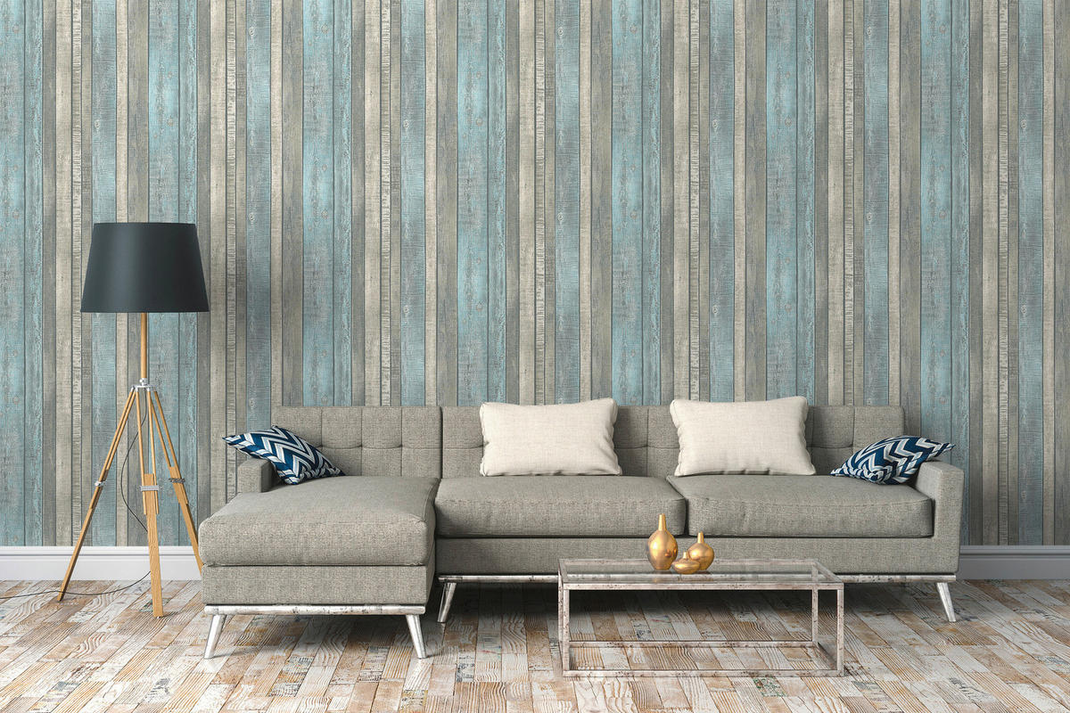 A.S.Creation Vliestapete Best of Wood`n Stone 2nd Edition Holzoptik blau grau B/L: ca. 53x1005 cm Best of Wood`n Stone 2nd Edition - blau/grau (53,00/1005,00cm) - A.S.Creation