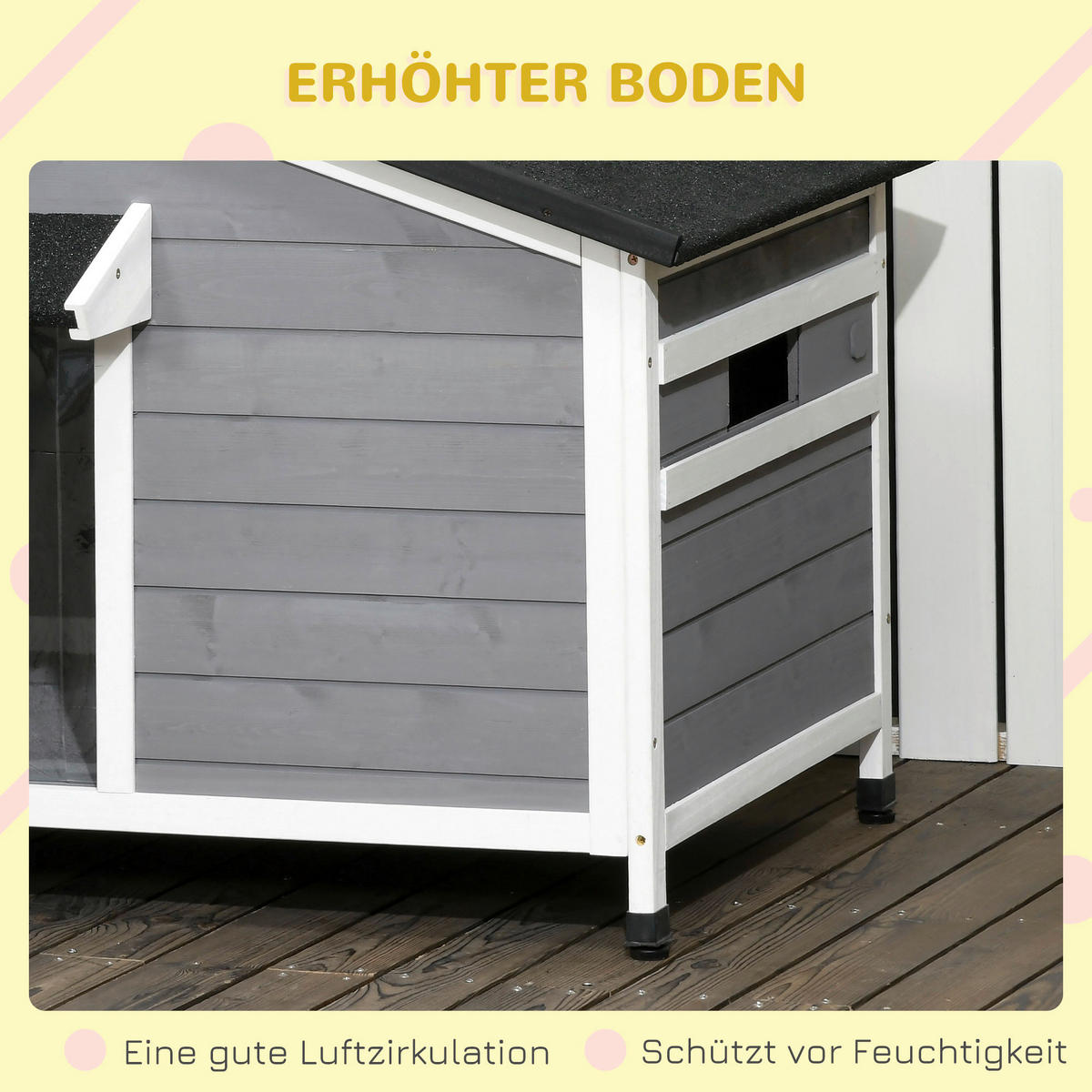 PawHut Hundehütte weiß Holz B/H/L: ca. 79x72x109 cm Hundehütte - weiß/schwarz (109,00/79,00/72,00cm) - PawHut