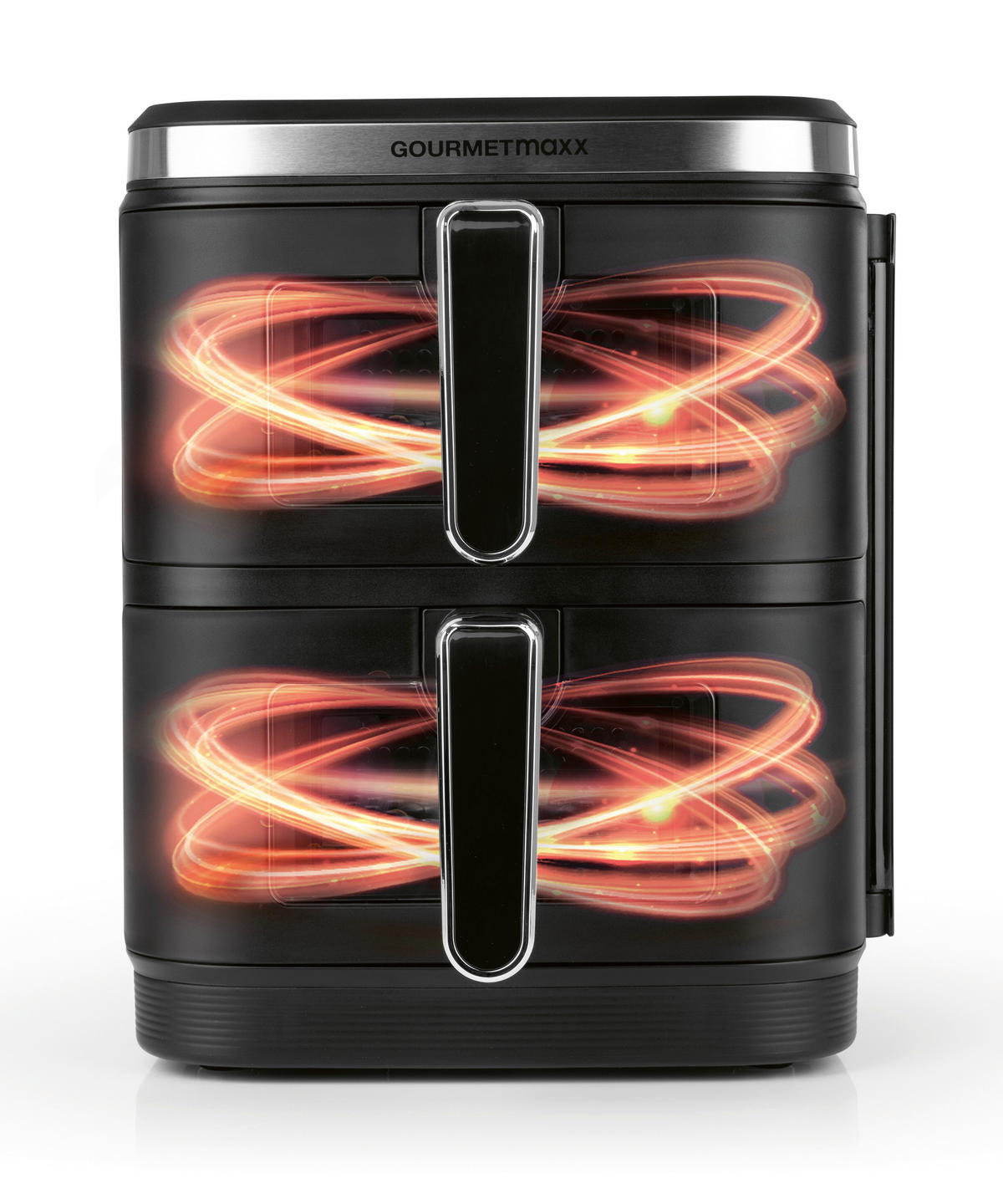 GOURMETmaxx Heißluftfritteuse schwarz Kunststoff B/H/L: ca. 28,6x35,5x44,3 cm ca. 5 l Doppel-Heißluftfritteuse 16509 - schwarz (44,30/28,60/35,50cm) - GOURMETmaxx