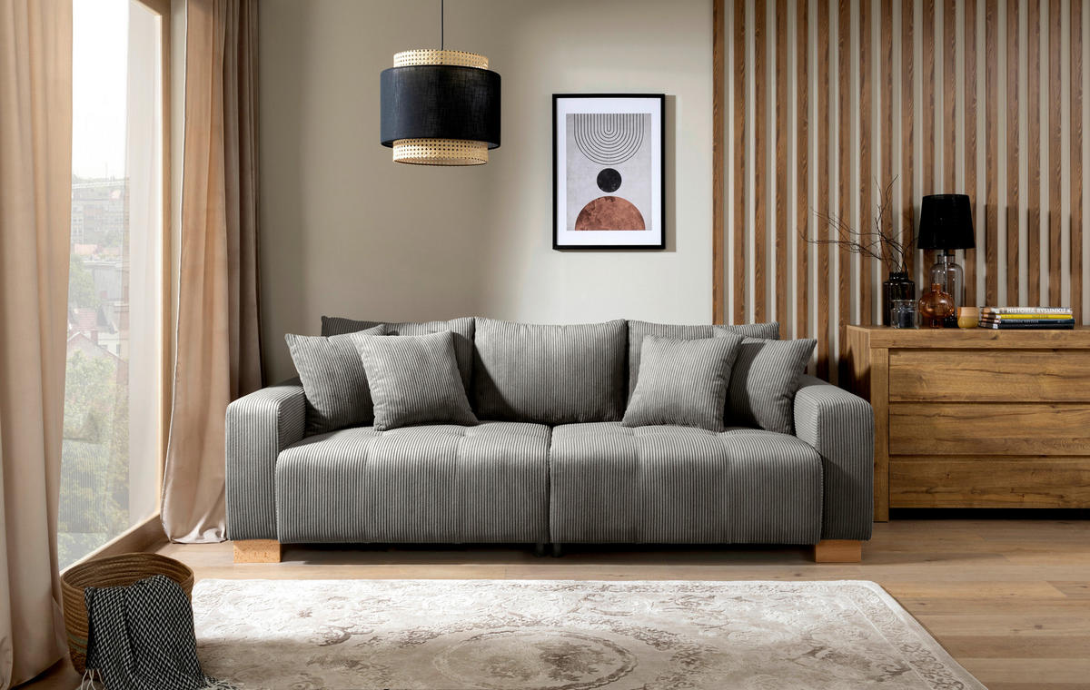 Big Sofa Alpha New dunkelgrau Microfaser B/H/T: ca. 244x85x112 cm Alpha New - buche/dunkelgrau (244,00/85,00/112,00cm)