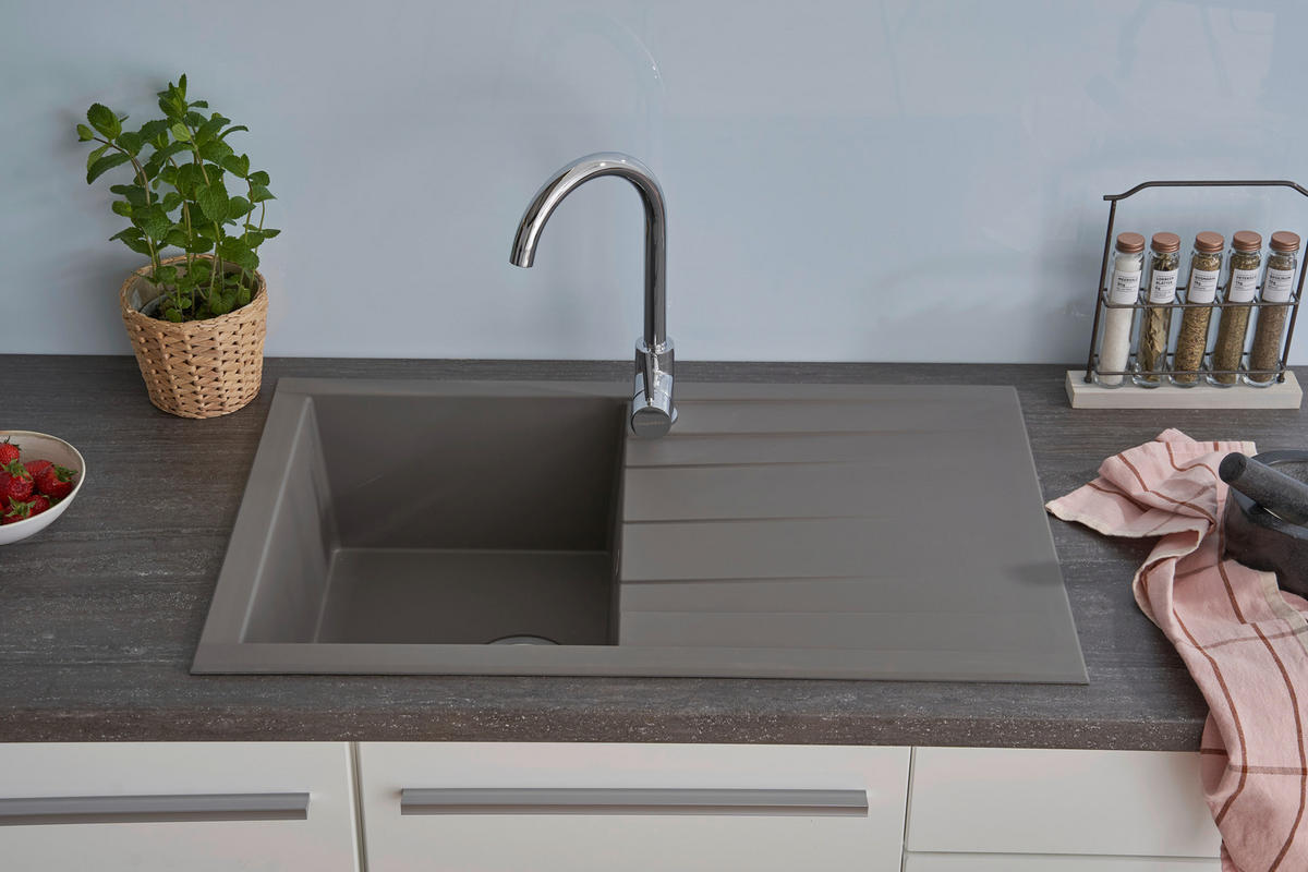 Respekta Einbauspüle Houston 80 x 50 G Beton grau Mineralite B/H/T: ca. 80x21x50 cm Houston 80 x 50 G - Beton/grau (80,00/21,00/50,00cm) - Respekta