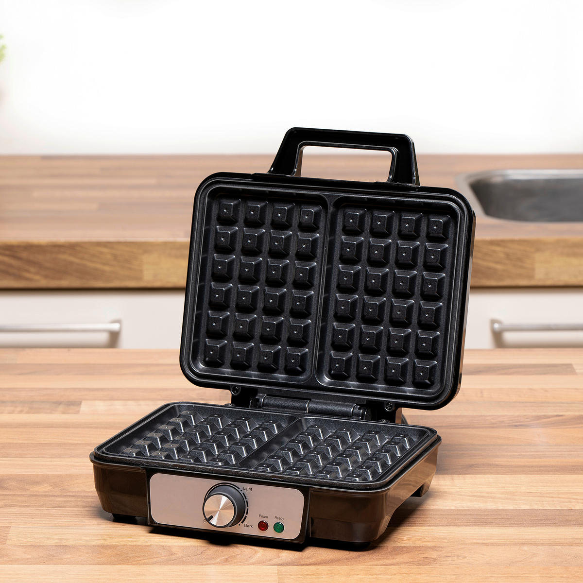 alpina Waffelautomat schwarz Alu B/H/L: ca. 24x10x24 cm Belgisches_Doppel-Waffeleisen - schwarz (24,00/24,00/10,00cm) - alpina