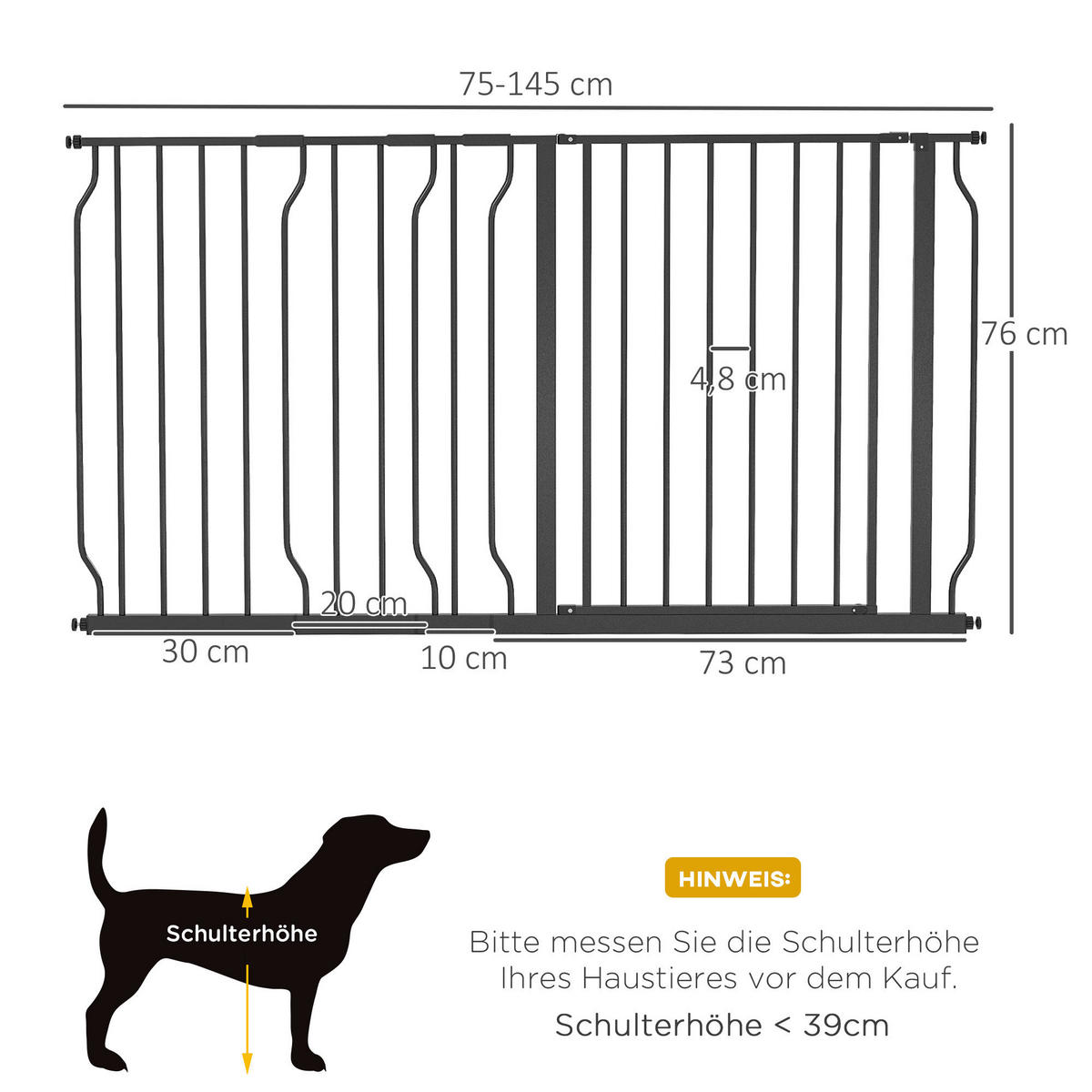 PawHut Schutzgitter schwarz Kunststoff B/H/L: ca. 3x76x145 cm Schutzgitter - schwarz (145,00/3,00/76,00cm) - PawHut