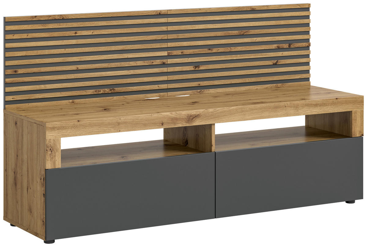 TV-Lowboard Okai anthrazit Eiche Artisan Nachbildung B/H/T: ca. 160x90x45 cm Okai - Eiche/anthrazit (160,00/90,00/45,00cm)