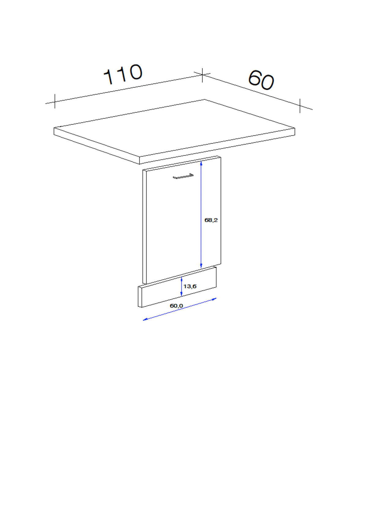Flex-Well Geschirrspüler- Frontset Cara grün B/H/T: ca. 110x85x60 cm Cara - Eiche/schwarz (110,00/85,00/60,00cm) - Flex-Well