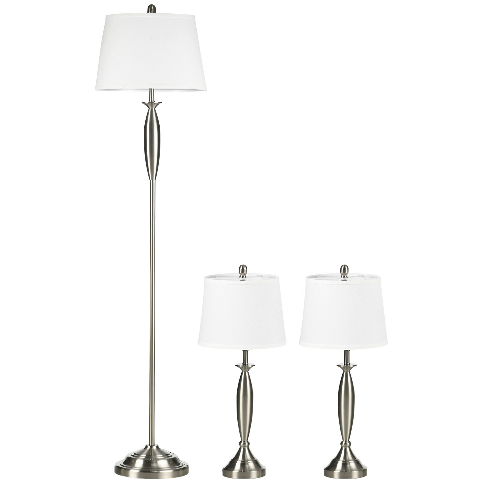 HOMCOM Stehleuchte silber weiß Stahl Leinen B/H/T: ca. 38x162x38 cm Stehleuchten-Set B31-334V90 - weiß/silber (38,00/162,00/38,00cm) - HOMCOM
