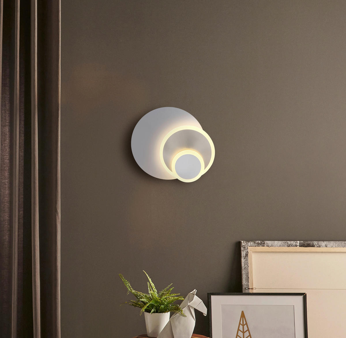 GLOBO Wandleuchte weiß nickel Metall B/H/L: ca. 7,5x25x25 cm Wandleuchte-Odonell - nickel/weiß (25,00/7,50/25,00cm) - GLOBO