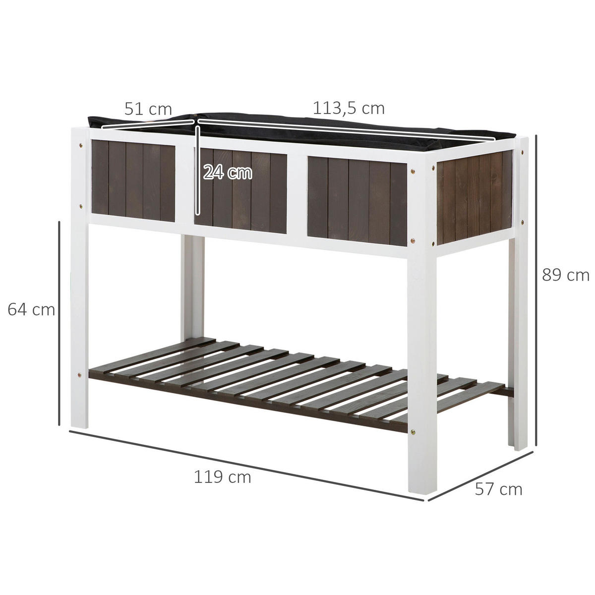 Outsunny Hochbeet B/H/L: ca. 57x89x119 cm Hochbeet - weiß/grau (119,00/57,00/89,00cm) - Outsunny