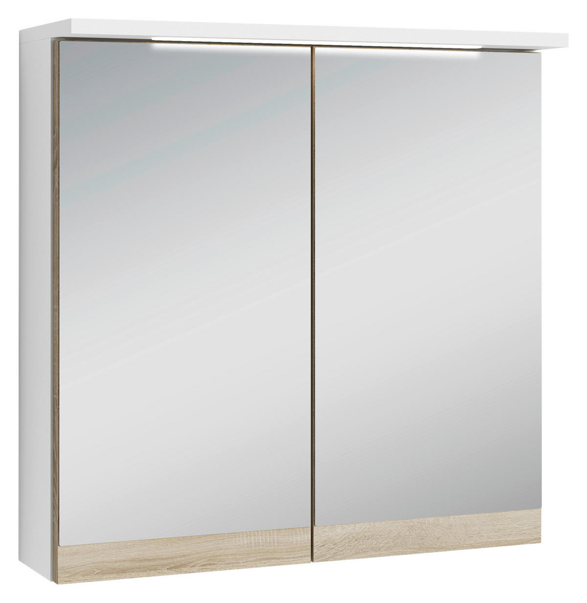 Spiegelschrank MARINO weiß matt Eiche Sonoma Nachbildung B/H/T: ca. 60x60x20 cm MARINO - Eiche/weiß (60,00/60,00/20,00cm) - byLIVING